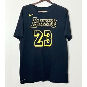 Nike LeBron James Lakers T-Shirt Men's XL Black DriFit NBA Basketball‎ Gym